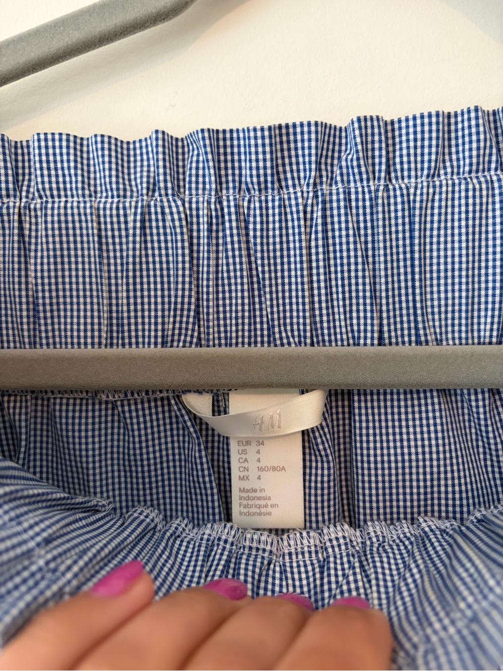 H&M Off-Shoulder Blue Stripe Tie-Sleeve Top - Picture 5 of 5